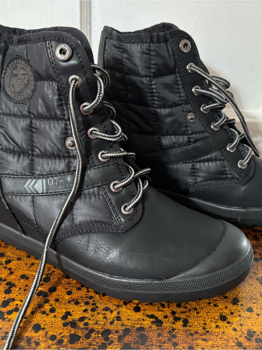 Black Lace-Up Combat Boots